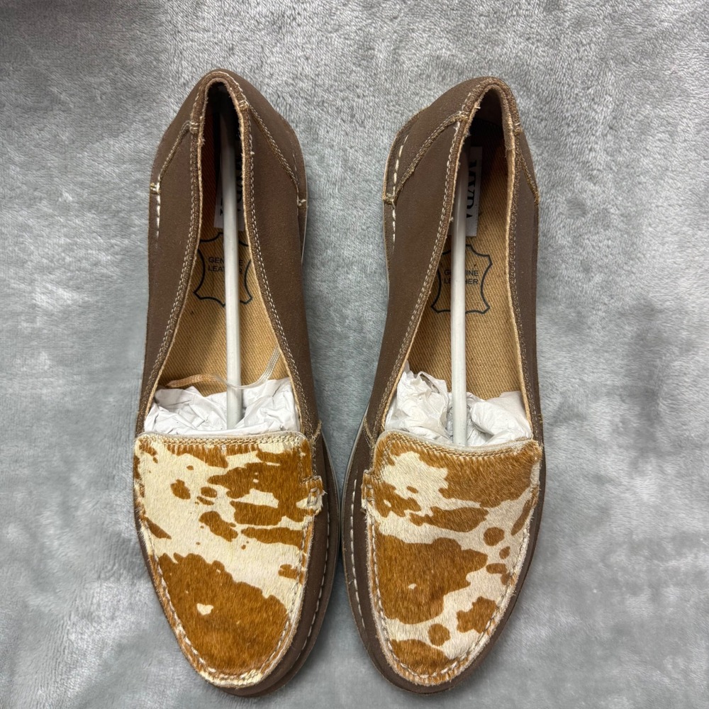 Myra Bag Cruiser Shoes Womens 10 Dark Tan Chestnut Cow Print Hair On Hide Loafer - Picture 3 of 9